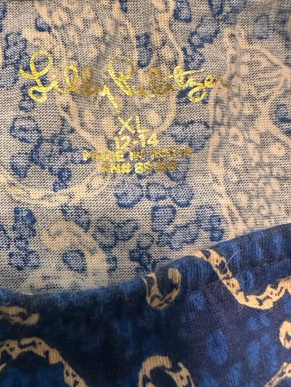 Lilly Pulitzer Girls Mini Geanna Dress Low Tide Navy Easy To Spot Size XL 12-14